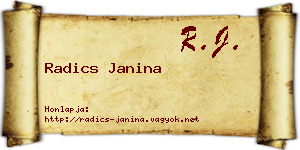 Radics Janina névjegykártya